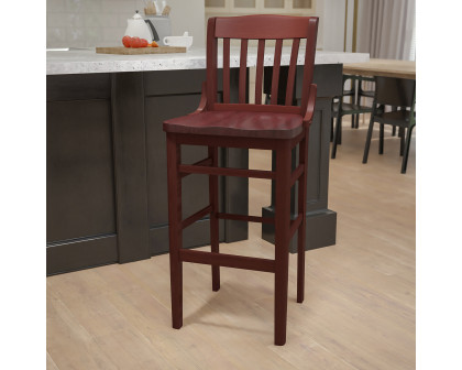 BLNK HERCULES Series Wood School House Back Restaurant Bar Stool