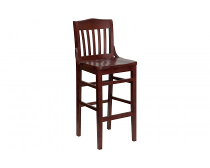 BLNK HERCULES Series Wood School House Back Restaurant Bar Stool - Mahogany