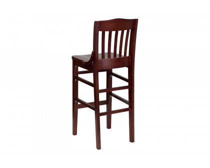 BLNK HERCULES Series Wood School House Back Restaurant Bar Stool - Mahogany