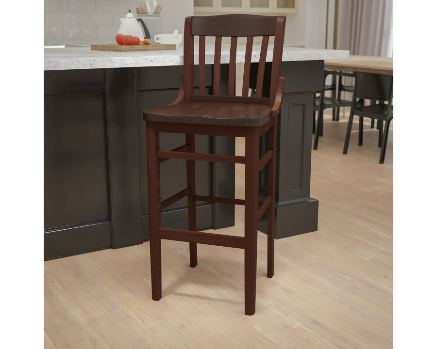 BLNK HERCULES Series Wood School House Back Restaurant Bar Stool