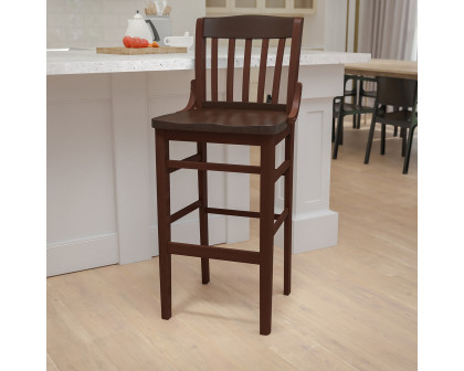 BLNK HERCULES Series Wood School House Back Restaurant Bar Stool