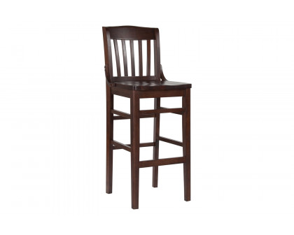 BLNK HERCULES Series Wood School House Back Restaurant Bar Stool - Walnut