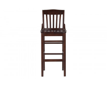 BLNK HERCULES Series Wood School House Back Restaurant Bar Stool - Walnut