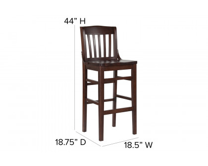 BLNK HERCULES Series Wood School House Back Restaurant Bar Stool - Walnut