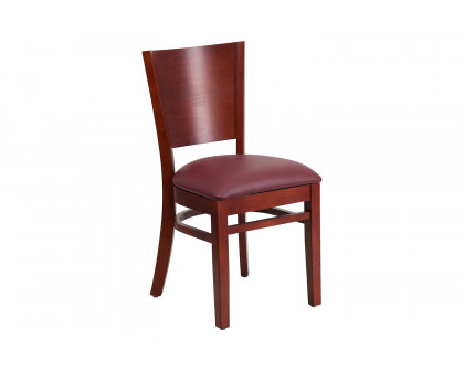 BLNK Lacey Series Mahogany Wood Solid Back Restaurant Chair with Vinyl Seat