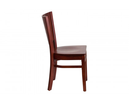 BLNK Lacey Series Wood Solid Back Restaurant Chair - Mahogany