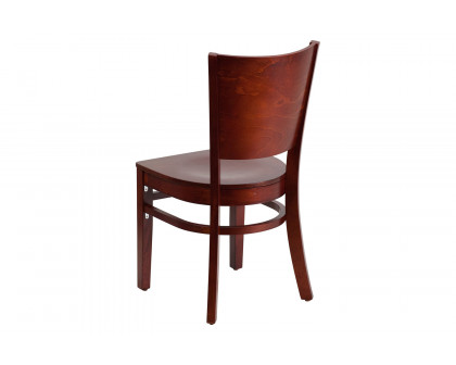 BLNK Lacey Series Wood Solid Back Restaurant Chair - Mahogany