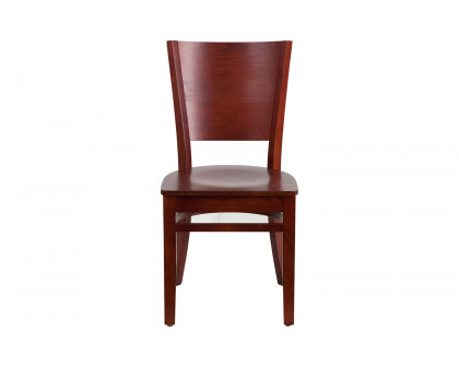 BLNK Lacey Series Wood Solid Back Restaurant Chair - Mahogany