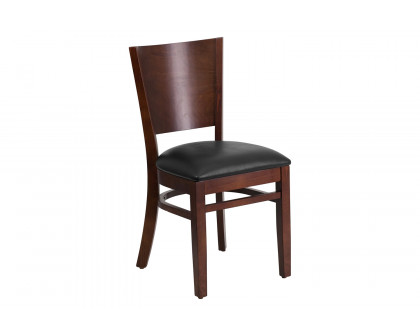 BLNK Lacey Series Walnut Wood Solid Back Restaurant Chair with Vinyl Seat