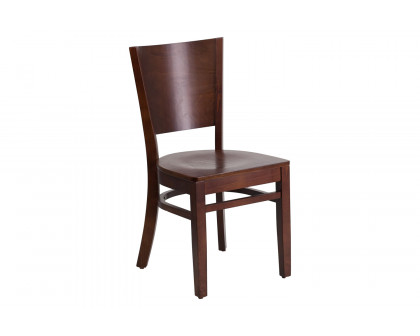 BLNK Lacey Series Wood Solid Back Restaurant Chair - Walnut