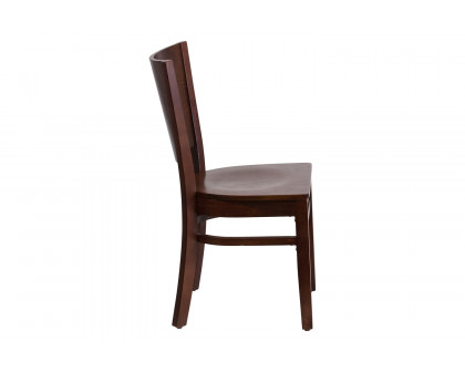 BLNK Lacey Series Wood Solid Back Restaurant Chair - Walnut