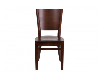 BLNK Lacey Series Wood Solid Back Restaurant Chair - Walnut