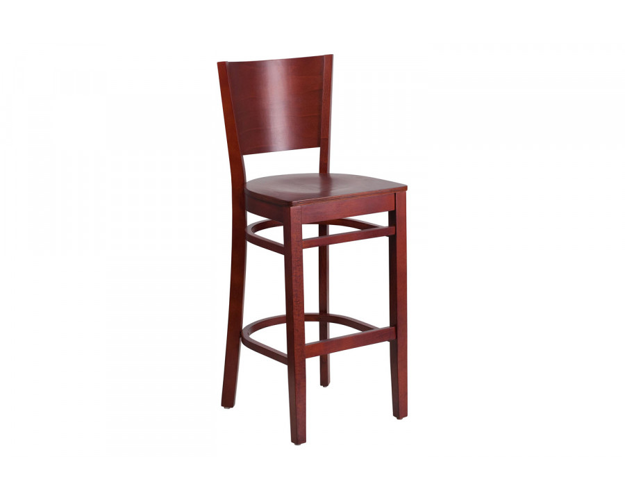 BLNK Lacey Series Wood Solid Back Restaurant Bar Stool