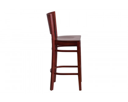 BLNK Lacey Series Wood Solid Back Restaurant Bar Stool