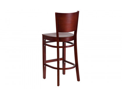 BLNK Lacey Series Wood Solid Back Restaurant Bar Stool - Mahogany