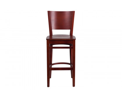 BLNK Lacey Series Wood Solid Back Restaurant Bar Stool - Mahogany