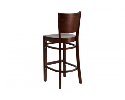 BLNK Lacey Series Wood Solid Back Restaurant Bar Stool - Walnut