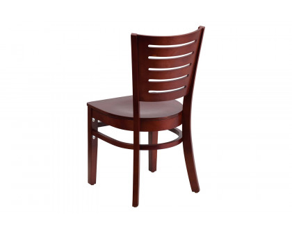 BLNK Darby Series Wood Slat Back Restaurant Chair - Mahogany