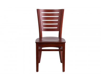 BLNK Darby Series Wood Slat Back Restaurant Chair - Mahogany