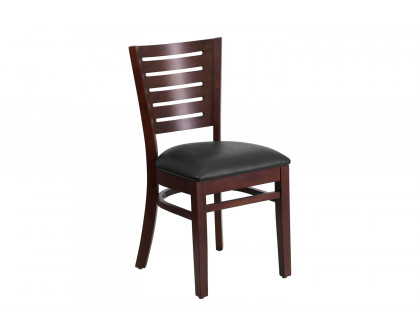 BLNK Darby Series Walnut Wood Slat Back Restaurant Chair with Vinyl Seat