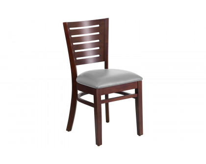 BLNK Darby Series Wood Slat Back Restaurant Chair with Custom Upholstered Seat