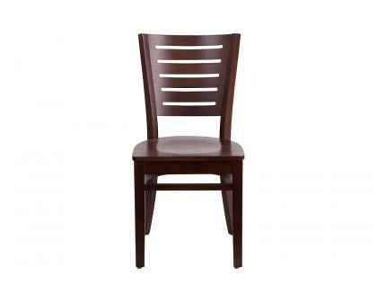 BLNK Darby Series Wood Slat Back Restaurant Chair - Walnut