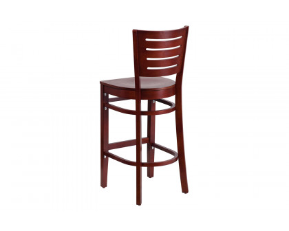 BLNK Darby Series Slat Back Mahogany Wood Restaurant Bar Stool