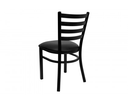 BLNK HERCULES Series Black Metal Ladder Back Restaurant Chair with Vinyl Seat - Black