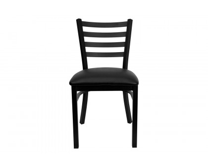 BLNK HERCULES Series Black Metal Ladder Back Restaurant Chair with Vinyl Seat - Black