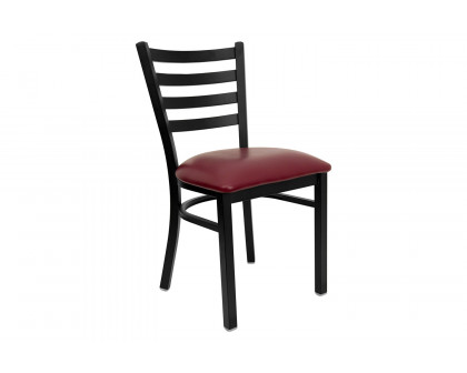 BLNK HERCULES Series Black Metal Ladder Back Restaurant Chair with Vinyl Seat