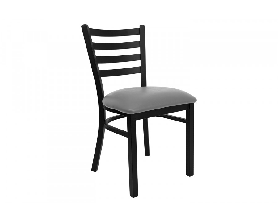 BLNK - HERCULES Series Black Metal Ladder Back Restaurant Chair with Custom Upholstered Seat