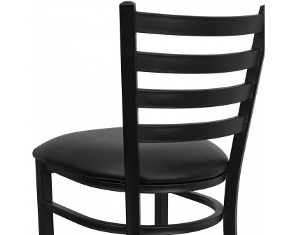 BLNK HERCULES Series Black Metal Ladder Back Restaurant Bar Stool with Vinyl Seat - Black