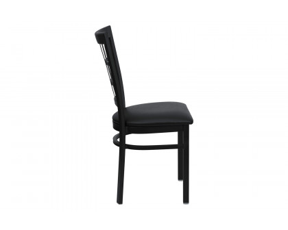 BLNK HERCULES Series Black Metal Window Back Restaurant Chair with Vinyl Seat - Black