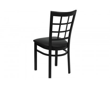 BLNK HERCULES Series Black Metal Window Back Restaurant Chair with Vinyl Seat - Black