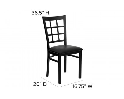 BLNK HERCULES Series Black Metal Window Back Restaurant Chair with Vinyl Seat - Black