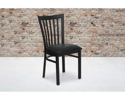 BLNK - HERCULES Series Black Metal School House Back Restaurant Chair with Vinyl Seat