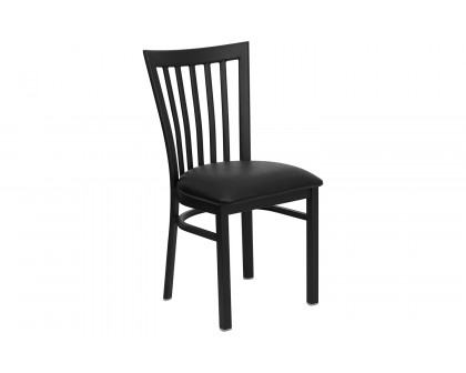 BLNK HERCULES Series Black Metal School House Back Restaurant Chair with Vinyl Seat - Black