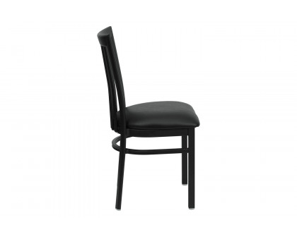 BLNK HERCULES Series Black Metal School House Back Restaurant Chair with Vinyl Seat - Black