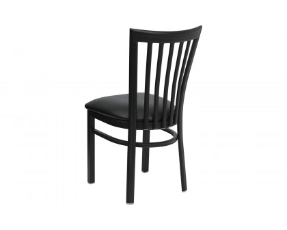 BLNK HERCULES Series Black Metal School House Back Restaurant Chair with Vinyl Seat - Black