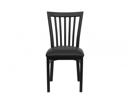 BLNK HERCULES Series Black Metal School House Back Restaurant Chair with Vinyl Seat - Black