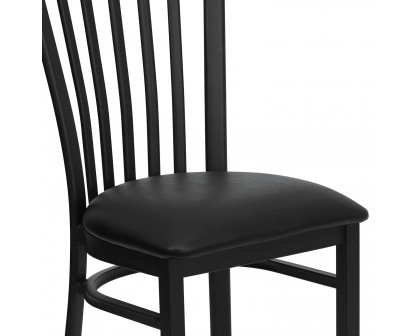 BLNK HERCULES Series Black Metal School House Back Restaurant Chair with Vinyl Seat - Black