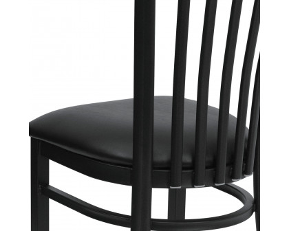 BLNK HERCULES Series Black Metal School House Back Restaurant Chair with Vinyl Seat - Black