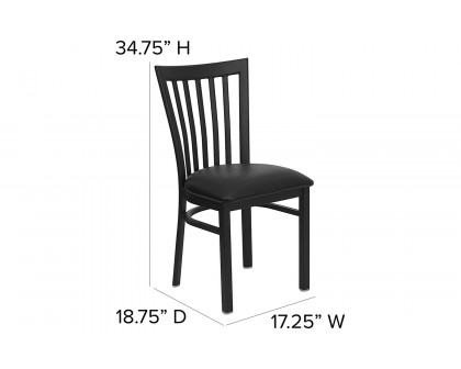 BLNK HERCULES Series Black Metal School House Back Restaurant Chair with Vinyl Seat - Black