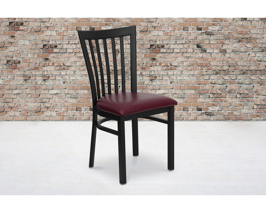 BLNK - HERCULES Series Black Metal School House Back Restaurant Chair with Vinyl Seat