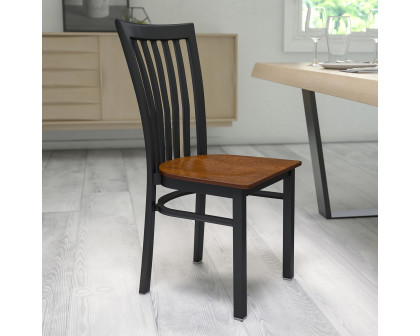 BLNK HERCULES Series Black Metal School House Back Restaurant Chair with Wood Seat