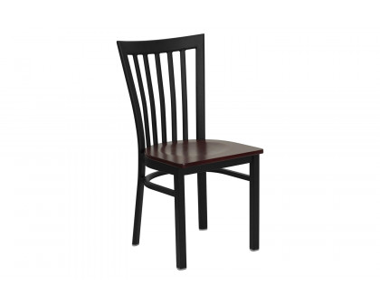 BLNK HERCULES Series Black Metal School House Back Restaurant Chair with Wood Seat