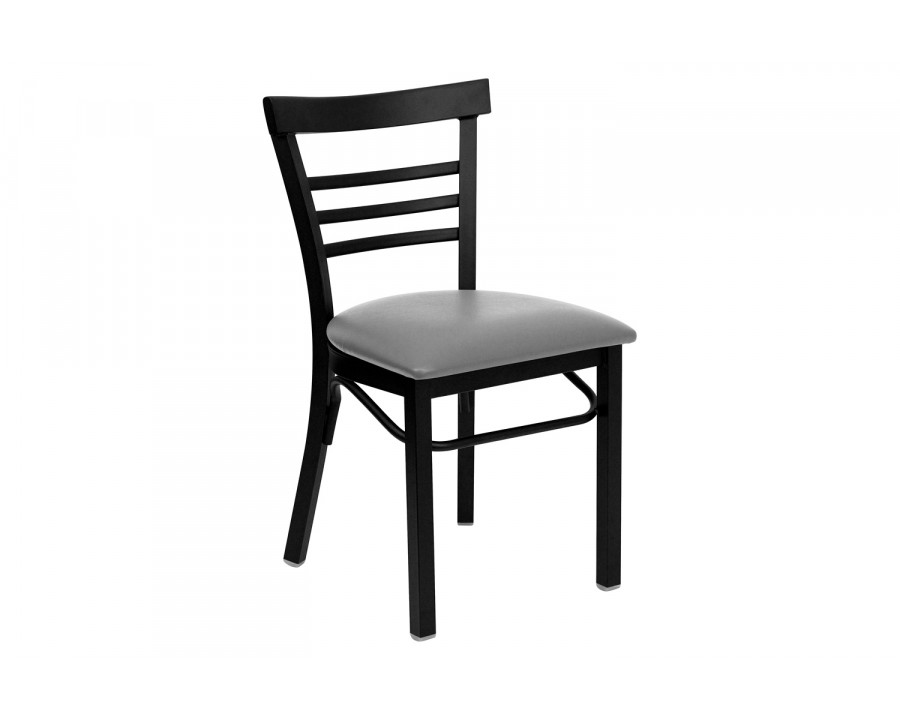 BLNK - HERCULES Series Black Metal Three-Slat Ladder Back Restaurant Chair with Custom Upholstered Seat