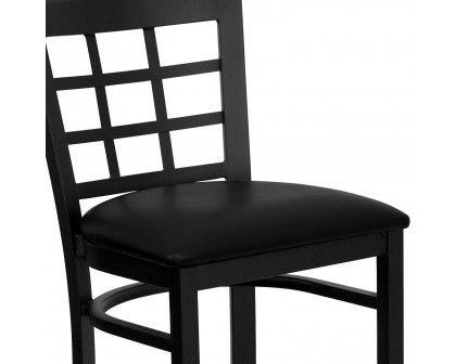 BLNK HERCULES Series Black Metal Window Back Restaurant Bar Stool with Vinyl Seat - Black