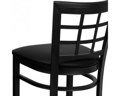 BLNK HERCULES Series Black Metal Window Back Restaurant Bar Stool with Vinyl Seat - Black