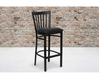 BLNK HERCULES Series Black Metal School House Back Restaurant Bar Stool with Vinyl Seat